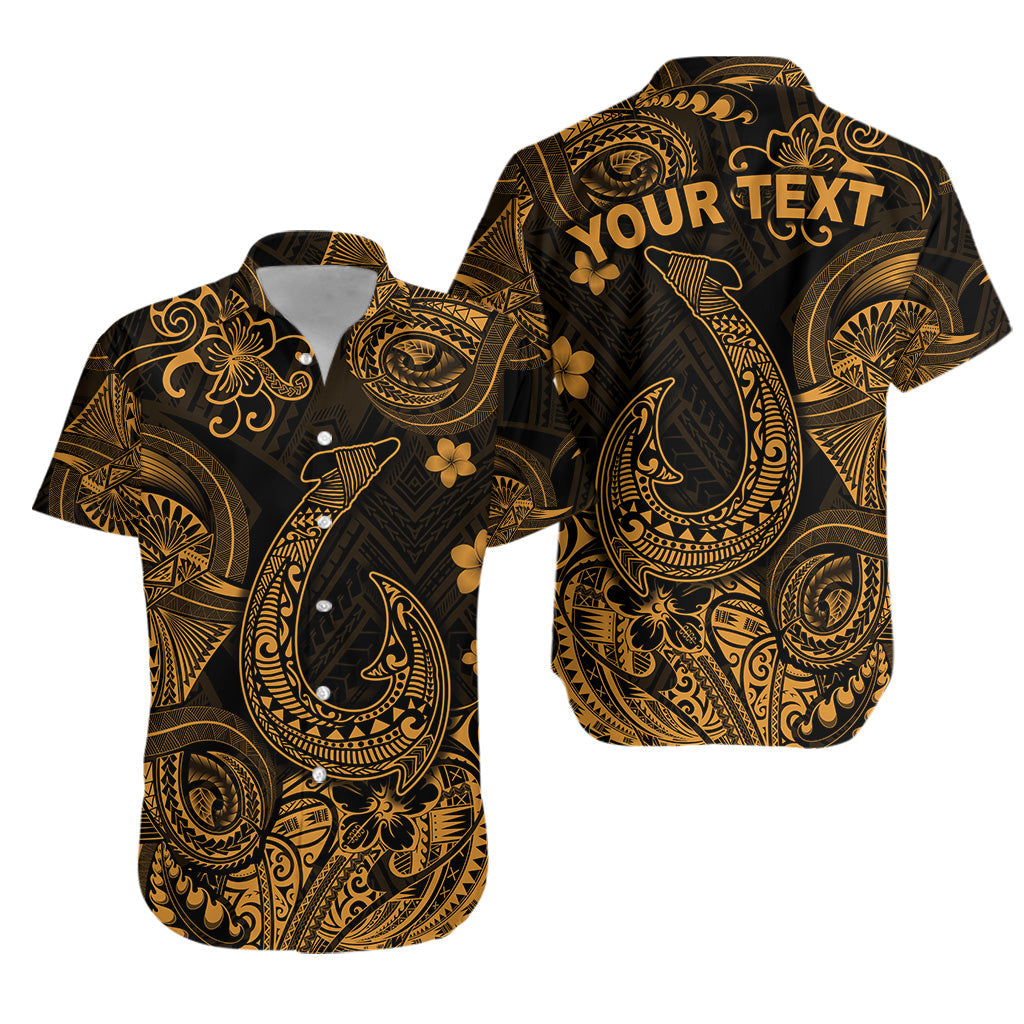 Custom Personalised Hawaii Fish Hook Polynesian Hawaiian Shirt Unique Style - Gold