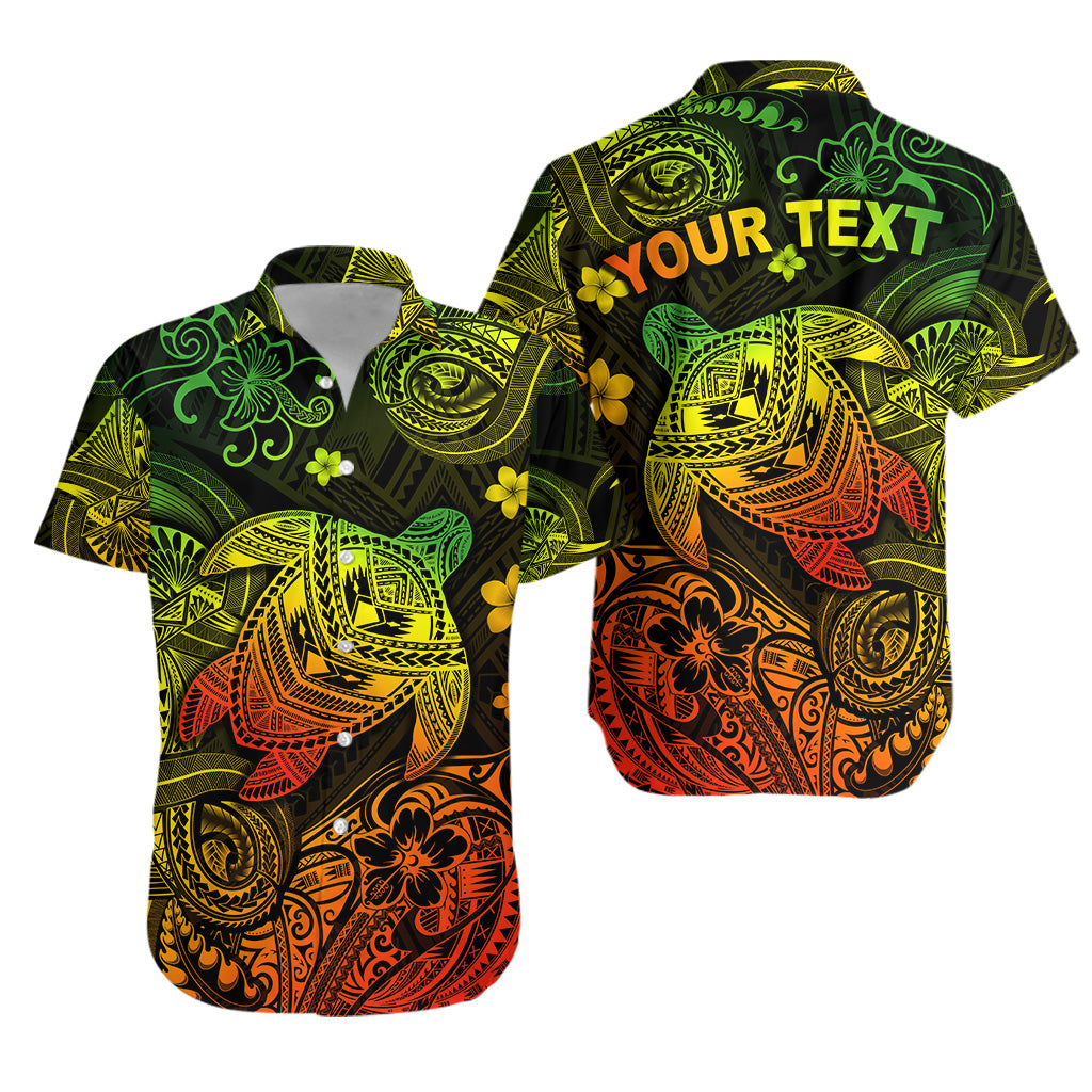 Custom Personalised Hawaii Turtle Polynesian Hawaiian Shirt Plumeria Flower Unique Style - Reggae