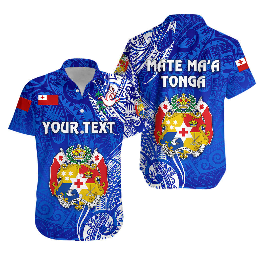 Custom Personalised Tonga Coat Of Arms Hawaiian Shirt Simple Vibes - Blue