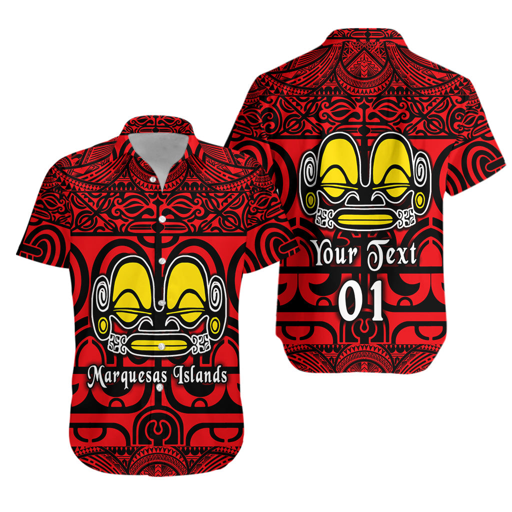 Custom Personalised Marquesas Islands Hawaiian Shirt Marquesan Tattoo Simple Style - Red