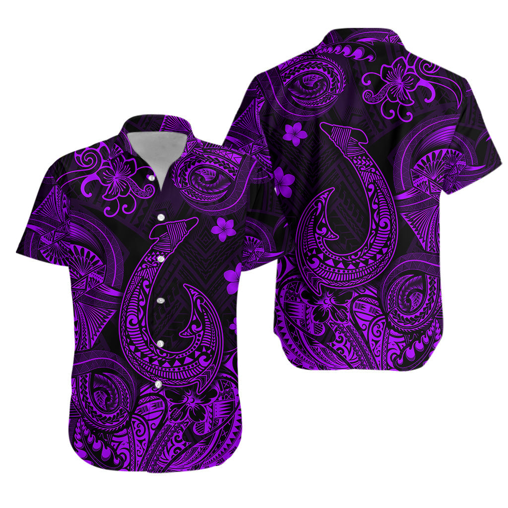 Hawaii Fish Hook Polynesian Hawaiian Shirt Unique Style - Purple