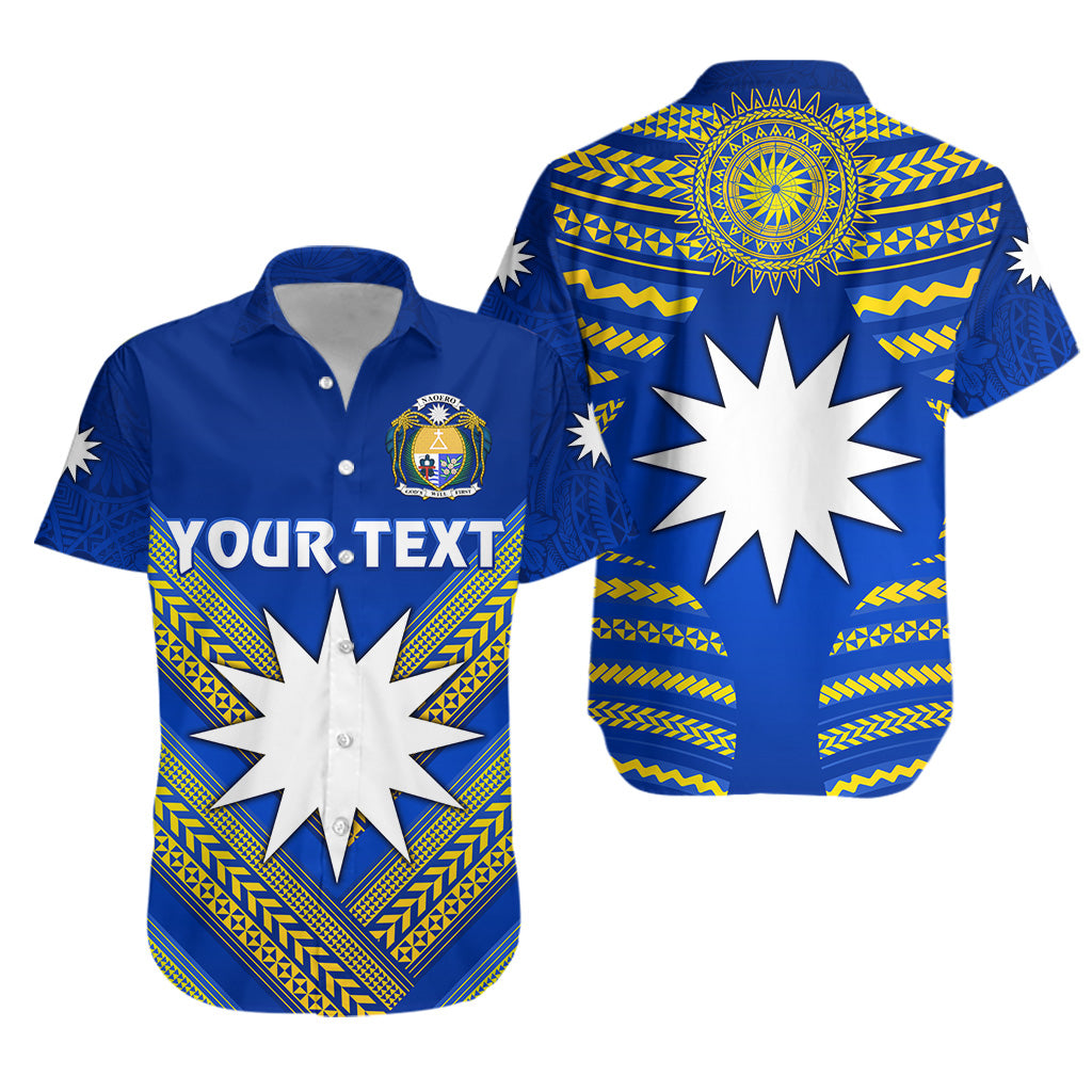Custom Personalised Nauru Polynesian Flag Hawaiian Shirt Creative Style - Blue