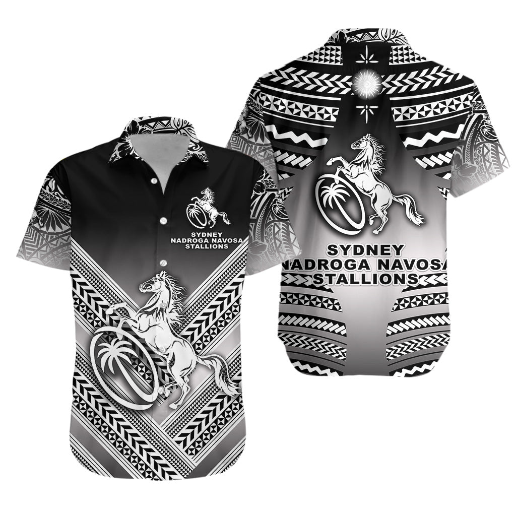 Fiji Rugby Hawaiian Shirt Sydney Nadroga Navosa Stallions Creative Style - Gradient Black