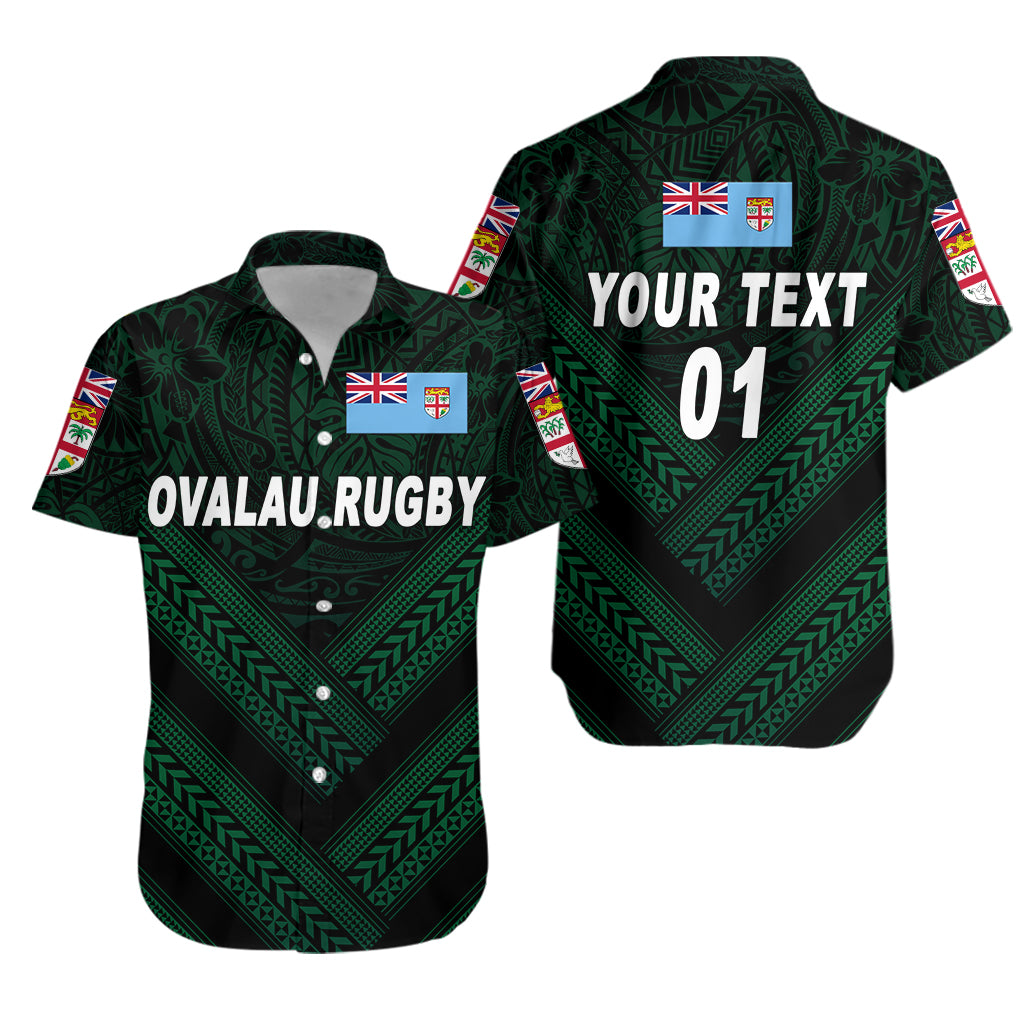 Custom Personalised Fiji Ovalau Rugby Hawaiian Shirt Dark Green Style, Custom Text And Number