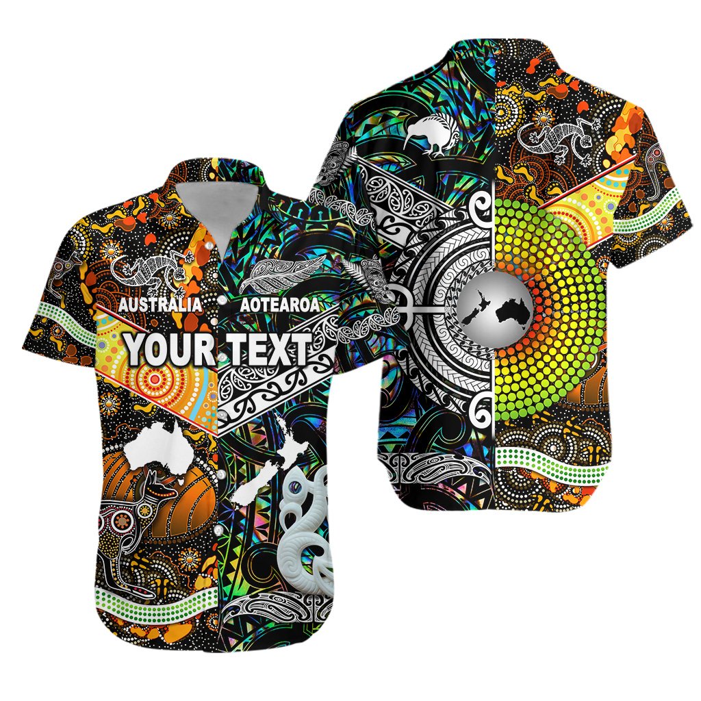 Custom Personalised New Zealand Maori Aotearoa And Australia Aboriginal Hawaiian Shirt Together - Paua Shell