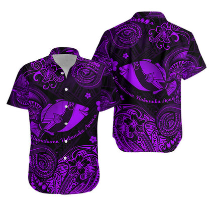 Hawaii State Fish: Humuhumu Nukunuku Apuaa Polynesian Combo Dress and Hawaiian Shirt Matching Couples Outfit Unique Style Purple