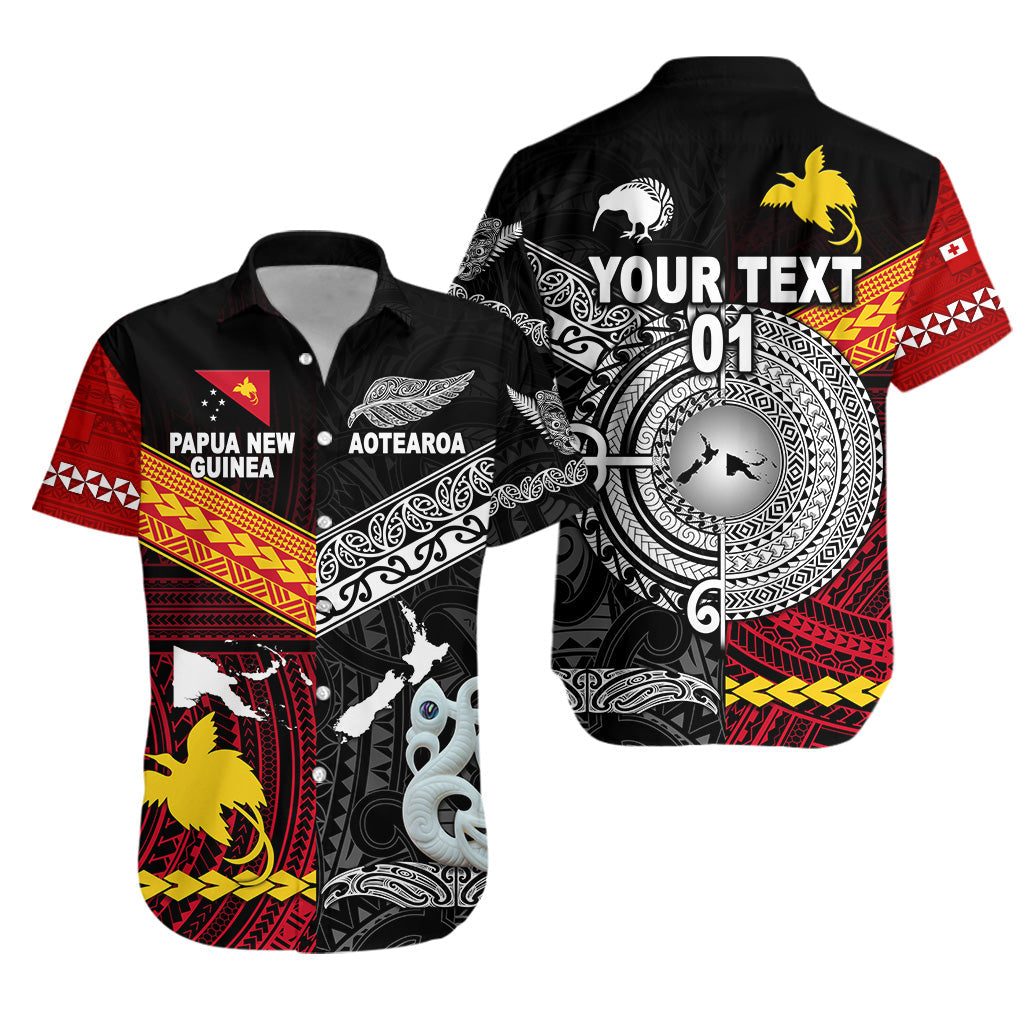 Custom Personalised New Zealand Maori Aotearoa Papua New Guinea Polynesian Together Hawaiian Shirt, Custom Text And Number