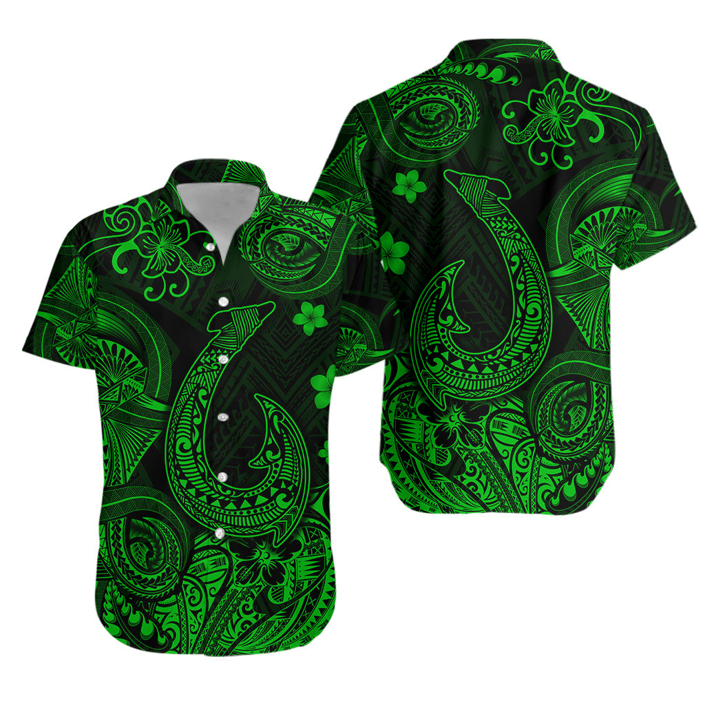 Hawaii Fish Hook Polynesian Hawaiian Shirt Unique Style - Green