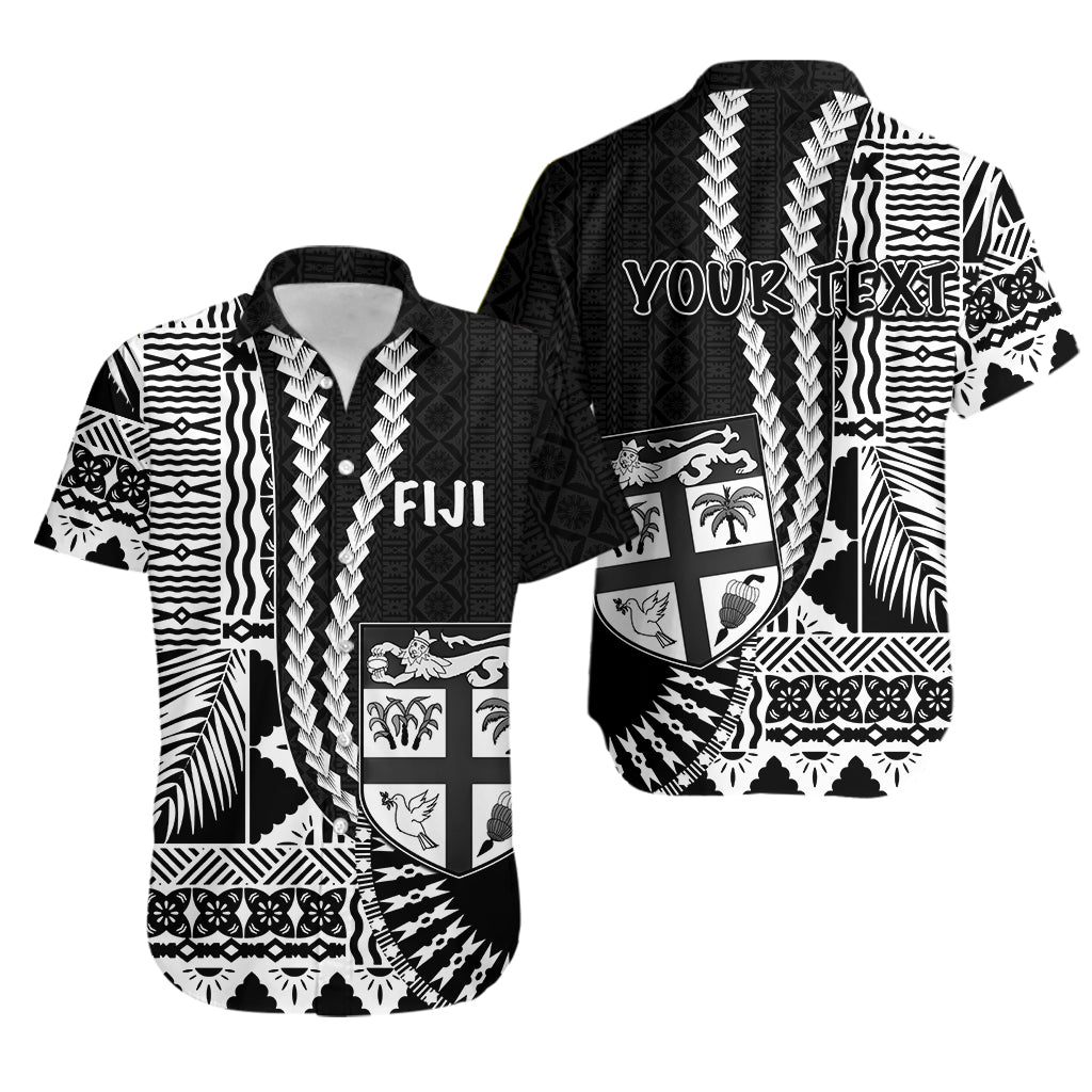 Custom Personalised Fiji Hawaiian Shirt Masi Tapa Patterns Black Style