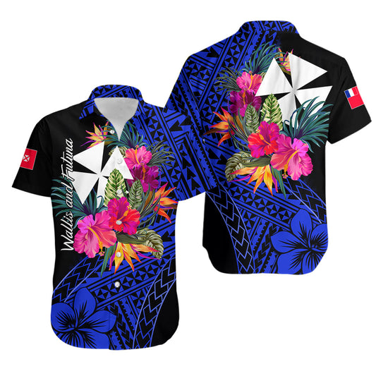 Wallis and Futuna Hawaiian Shirt Hibiscus Blue No.1 Color