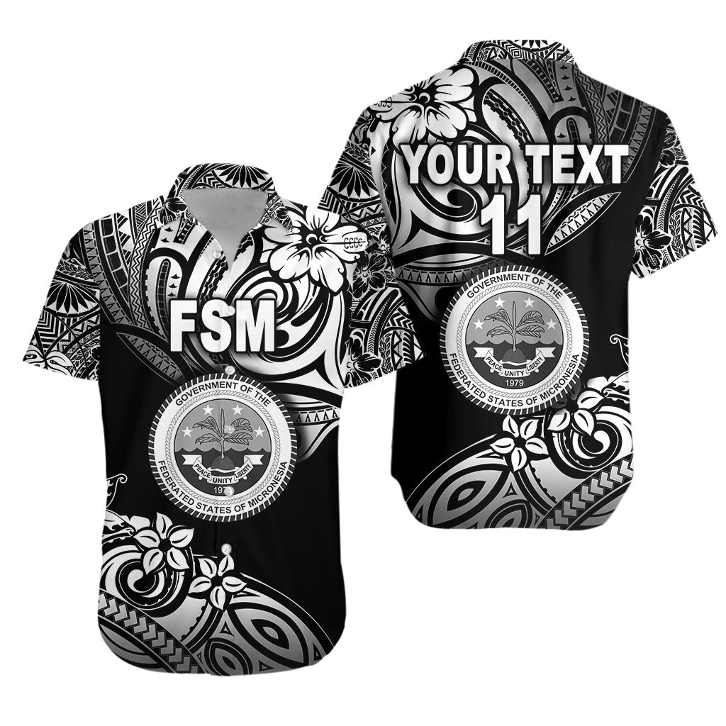Custom Personalised Federated States of Micronesia Hawaiian Shirt Unique Vibes - Black