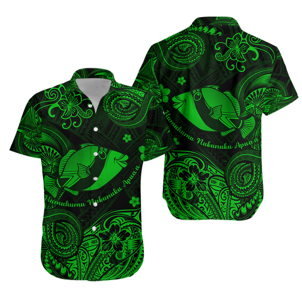 Hawaii State Fish: Humuhumu Nukunuku Apua'a Polynesian Hawaiian Shirt Unique Style - Green
