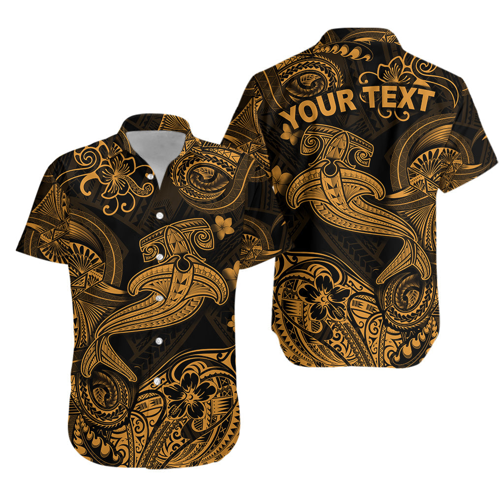 Custom Personalised Hawaii Hammer Shark Polynesian Hawaiian Shirt Unique Style - Gold