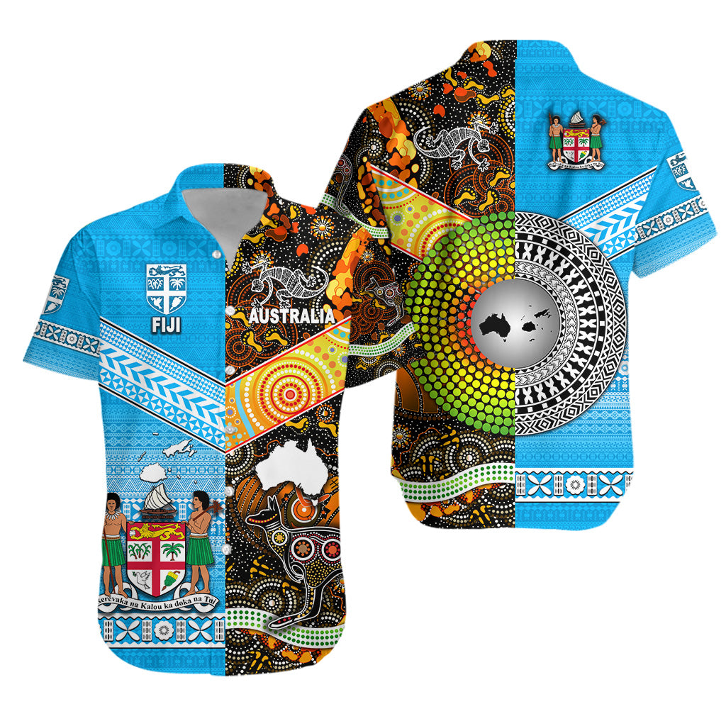 Australia Aboriginal And Fiji Tapa Hawaiian Shirt Together