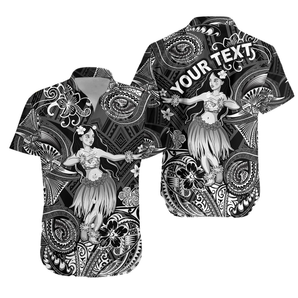 Custom Personalised Hawaii Hula Girl Polynesian Hawaiian Shirt Unique Style - Black