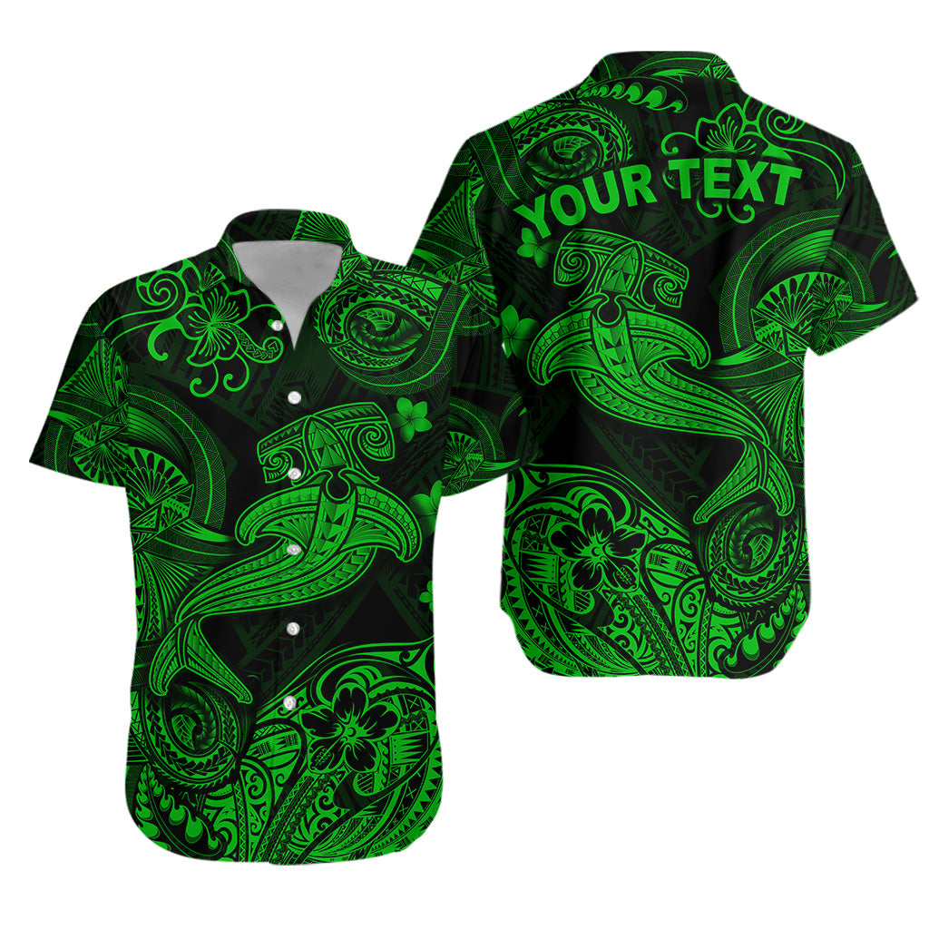 Custom Personalised Hawaii Hammer Shark Polynesian Hawaiian Shirt Unique Style - Green