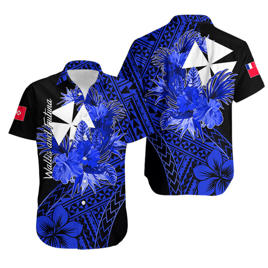 Wallis and Futuna Hawaiian Shirt Hibiscus Blue No.2 Color