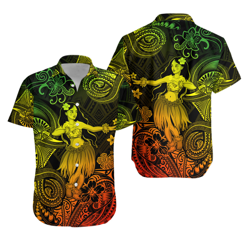Hawaii Hula Girl Polynesian Hawaiian Shirt Unique Style - Reggae