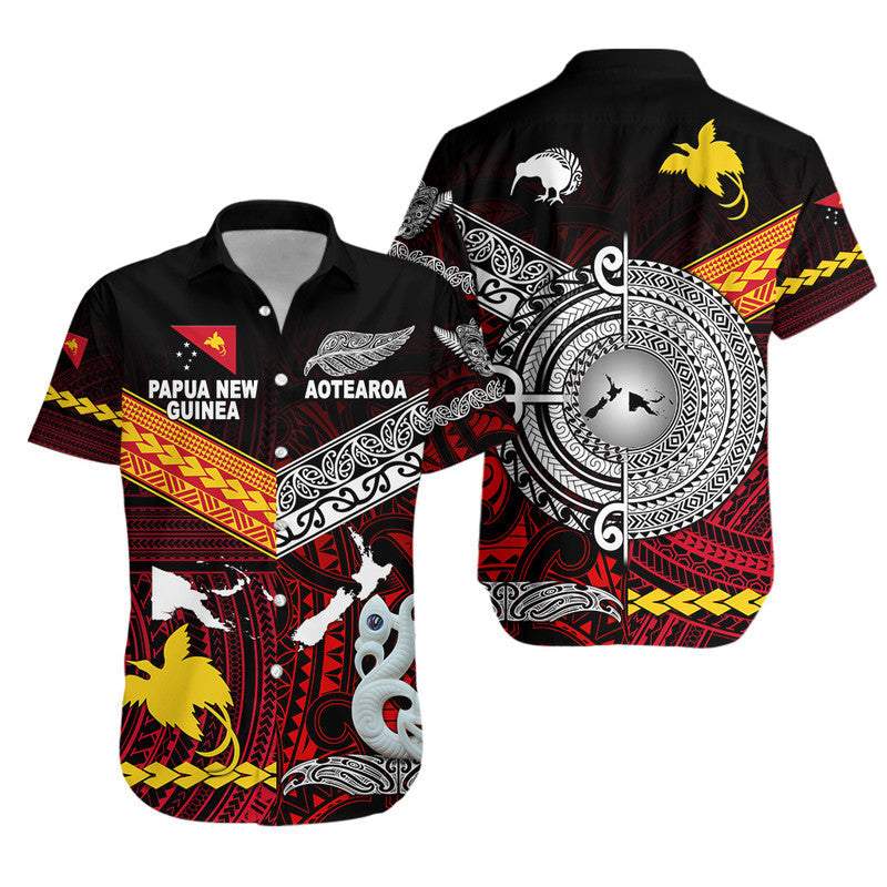 New Zealand And Papua New Guinea Hawaiian Shirt Together - Red