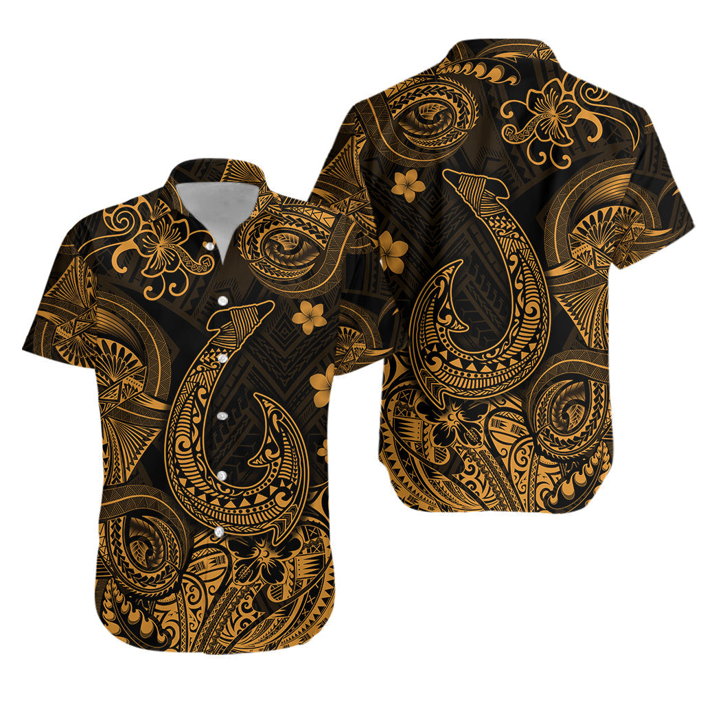 Hawaii Fish Hook Polynesian Hawaiian Shirt Unique Style - Gold