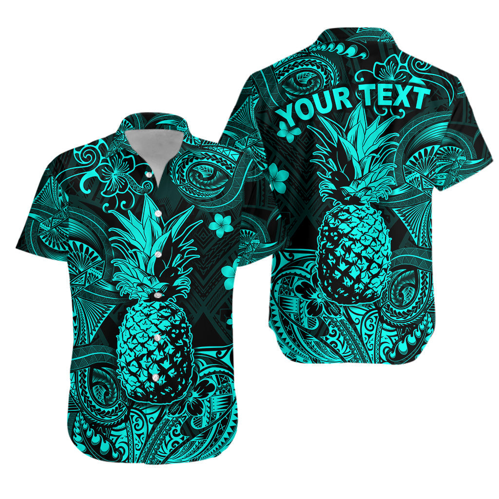 Custom Personalised Hawaii Pineapple Polynesian Hawaiian Shirt Unique Style - Turquoise