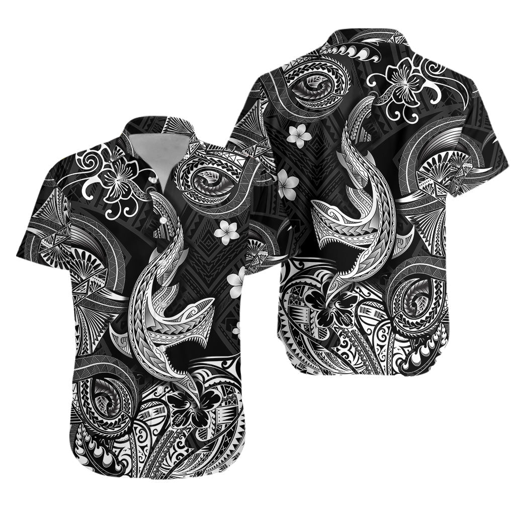 Hawaii Angry Shark Polynesian Hawaiian Shirt Unique Style - Black