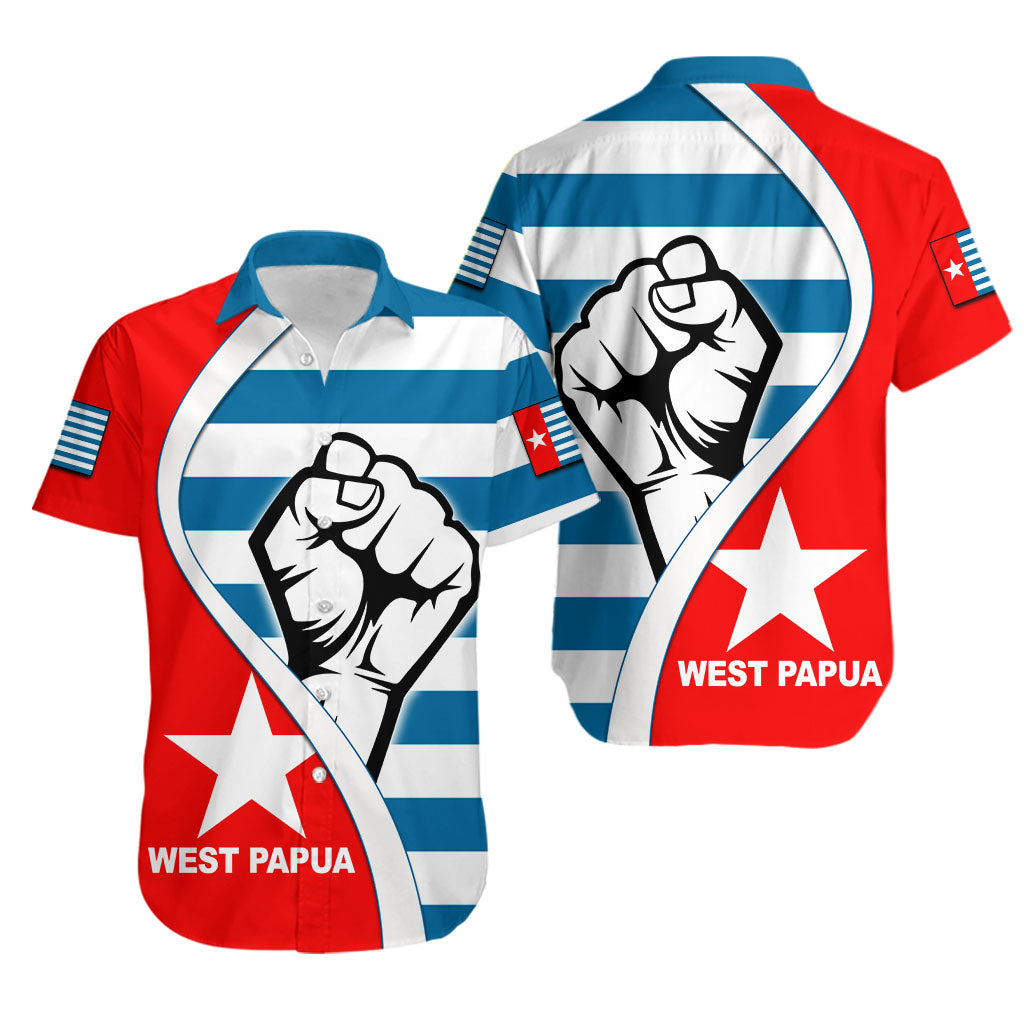 West Papua Hawaiian Shirt Clenched Hands Flag