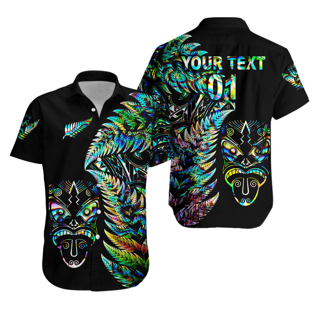 Custom Personalised New Zealand Haka Rugby Maori Hawaiian Shirt Silver Fern Vibes - Paua Shell