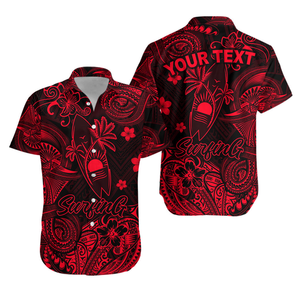 Custom Personalised Hawaii Surfing Polynesian Hawaiian Shirt Unique Style - Red