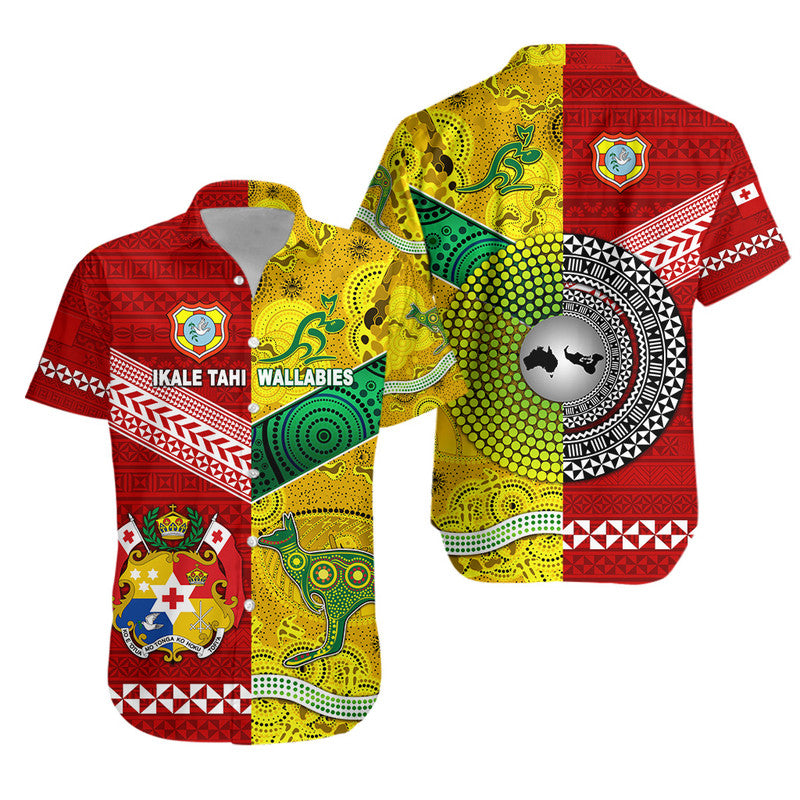 Tonga Ikale Tahi Ngatu And Australia Wallabies Aboriginal Hawaiian Shirt Rugby Together