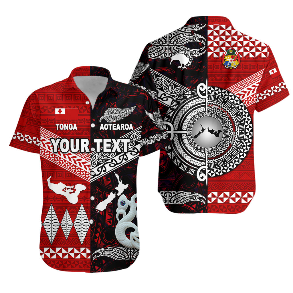 Custom Personalised New Zealand Maori Aotearoa Tonga Polynesian Together Hawaiian Shirt - Red