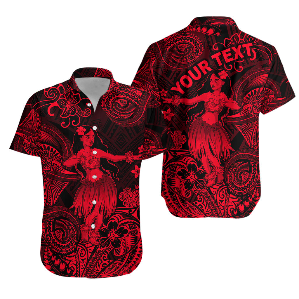Custom Personalised Hawaii Hula Girl Polynesian Hawaiian Shirt Unique Style - Red