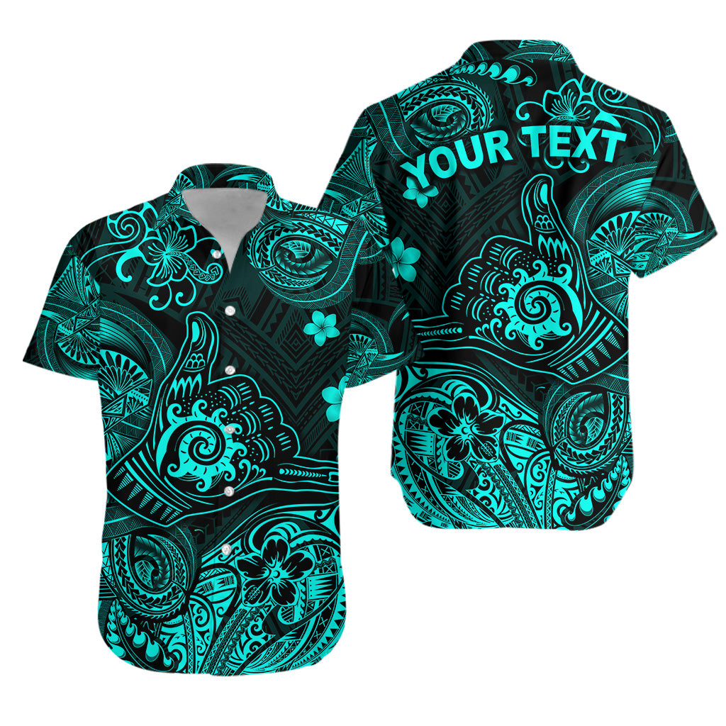 Custom Personalised Hawaii Shaka Polynesian Hawaiian Shirt Unique Style - Turquoise