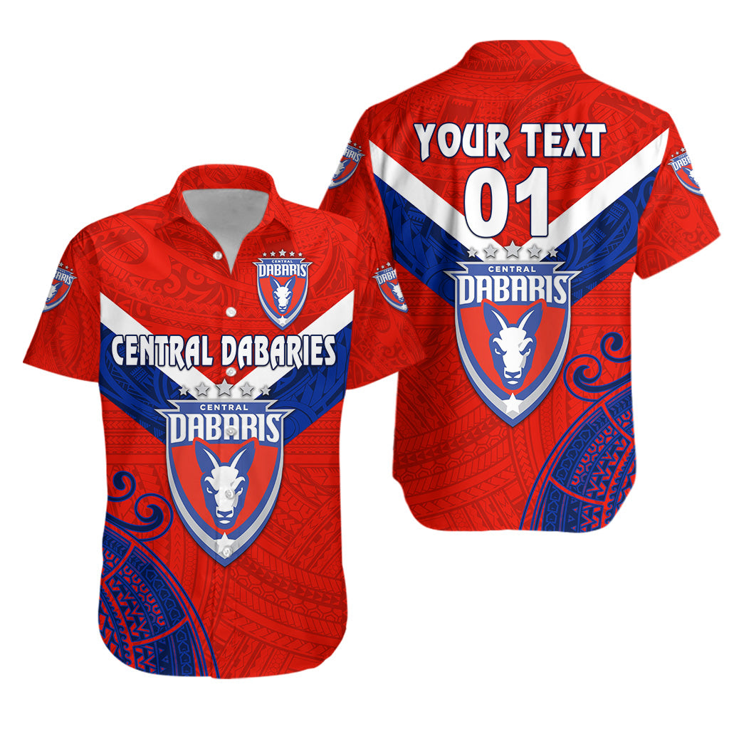 Custom Personalised Papua New Guinea Central Dabaries Hawaiian Shirt Rugby - Red, Custom Text And Number