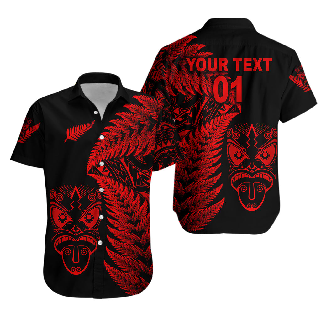 Custom Personalised New Zealand Haka Rugby Maori Hawaiian Shirt Silver Fern Vibes - Red