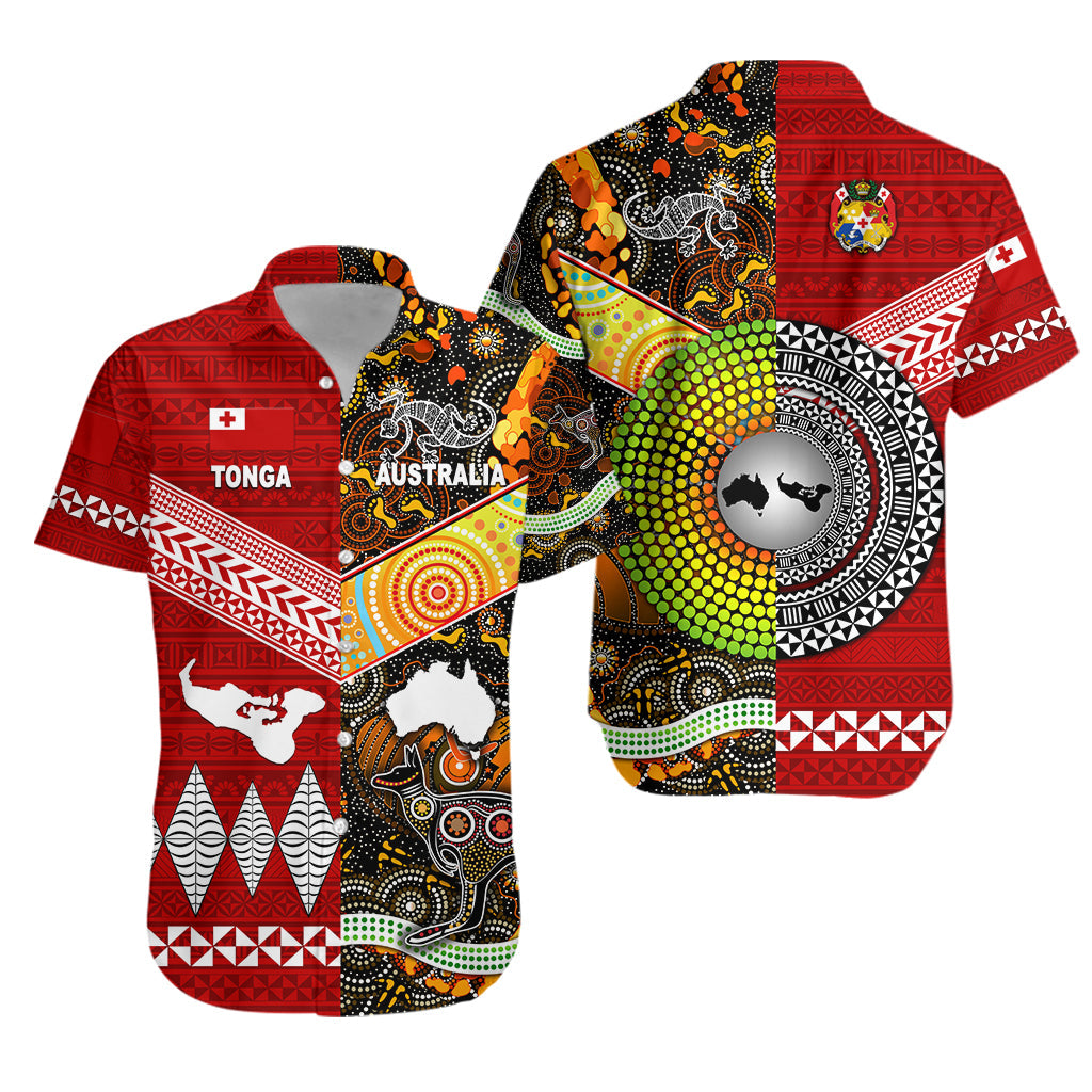 Tonga Ngatu And Australia Aboriginal Hawaiian Shirt Together