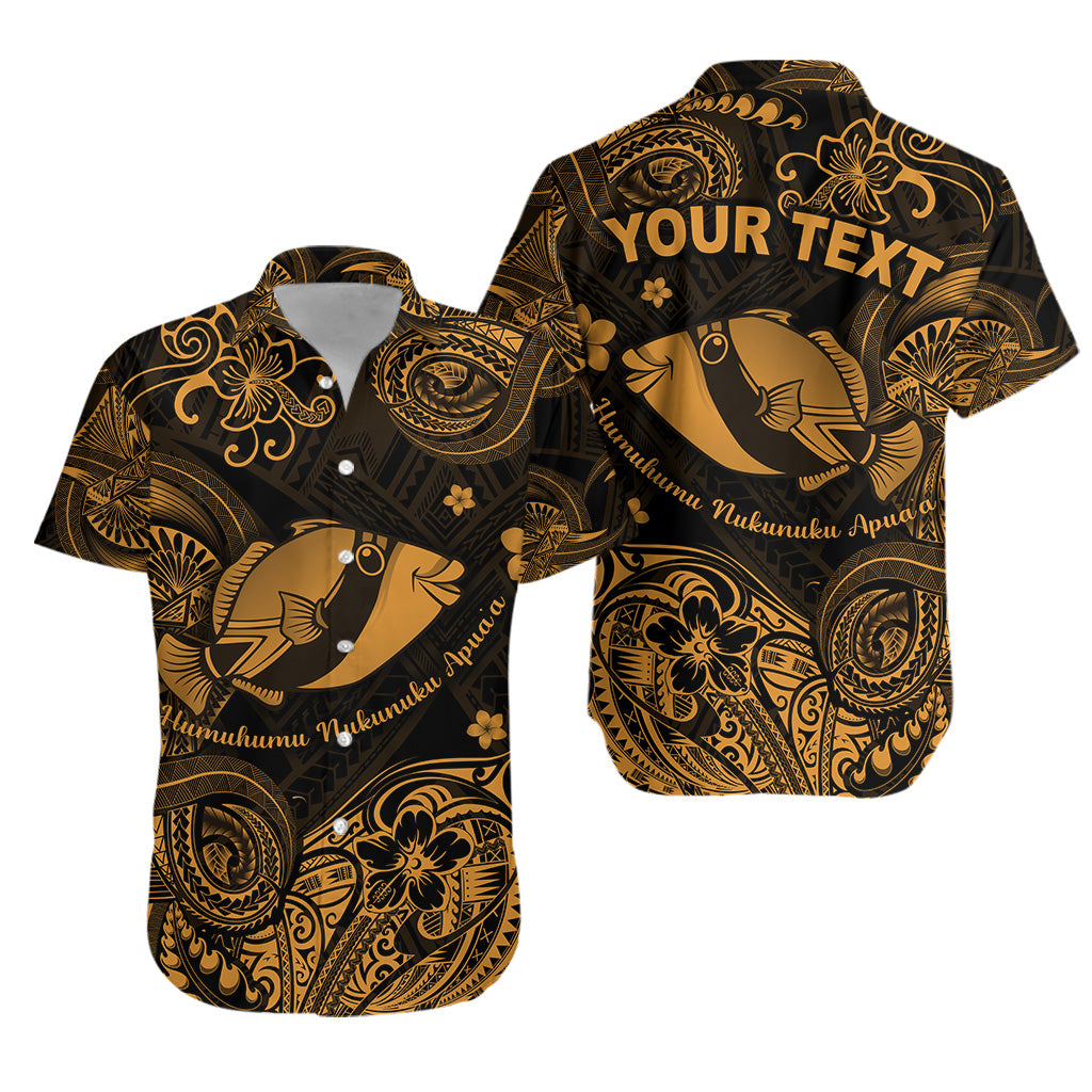 Custom Personalised Hawaii State Fish: Humuhumu Nukunuku Apua'a Polynesian Hawaiian Shirt Unique Style - Gold