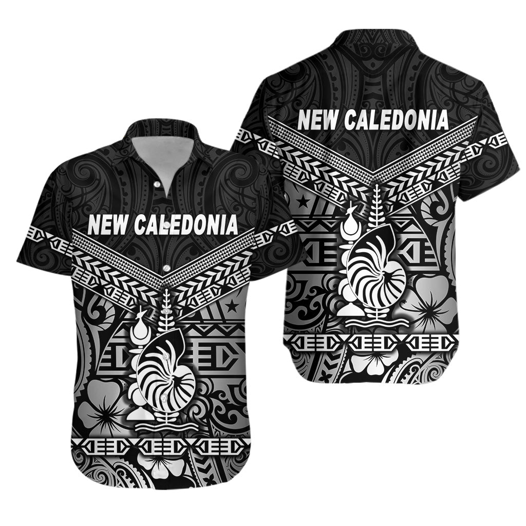 New Caledonia Hawaiian Shirt Simple Style - Black
