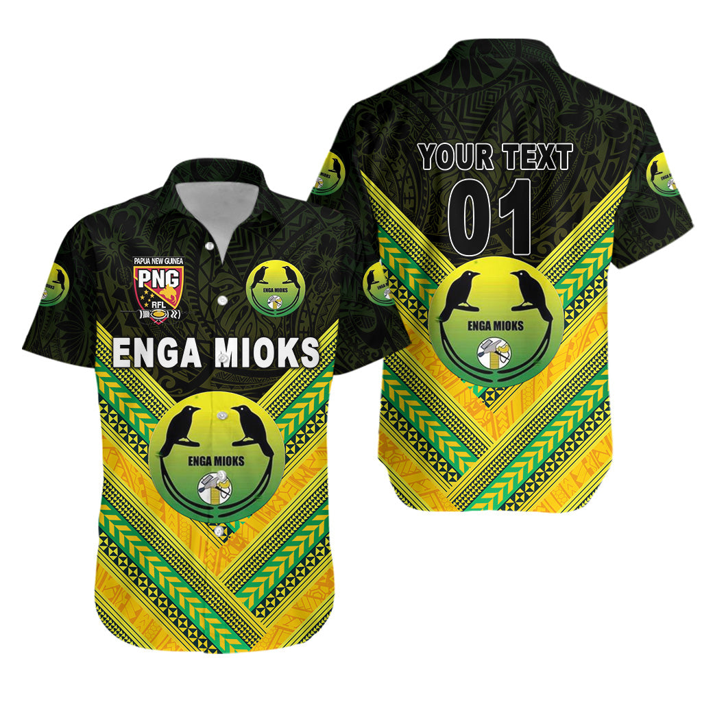 Custom Personalised Papua New Guinea Enga Mioks Hawaiian Shirt Rugby Original Style - Black, Custom Text And Number