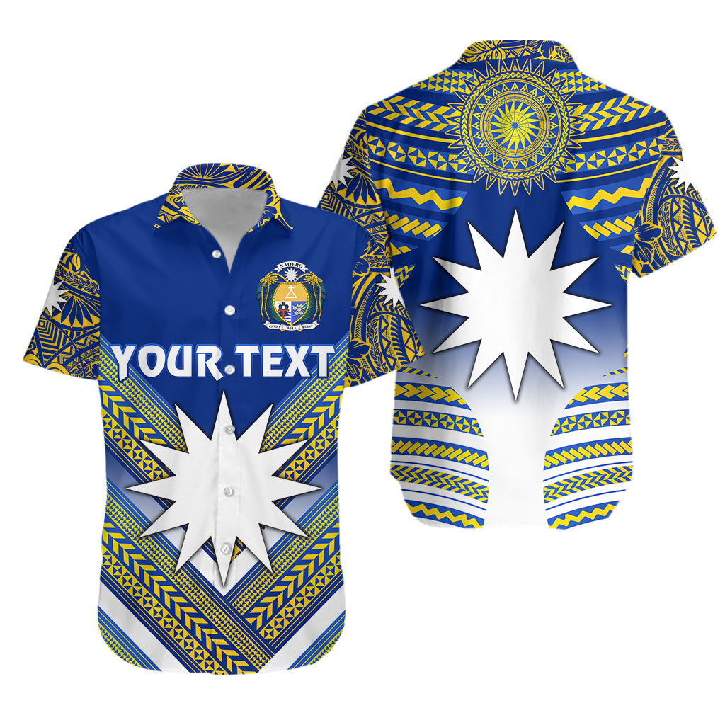 Custom Personalised Nauru Polynesian Flag Hawaiian Shirt Creative Style - Blue NO.1