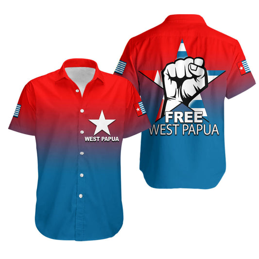 West Papua Hawaiian Shirt Flag Color Simple Style