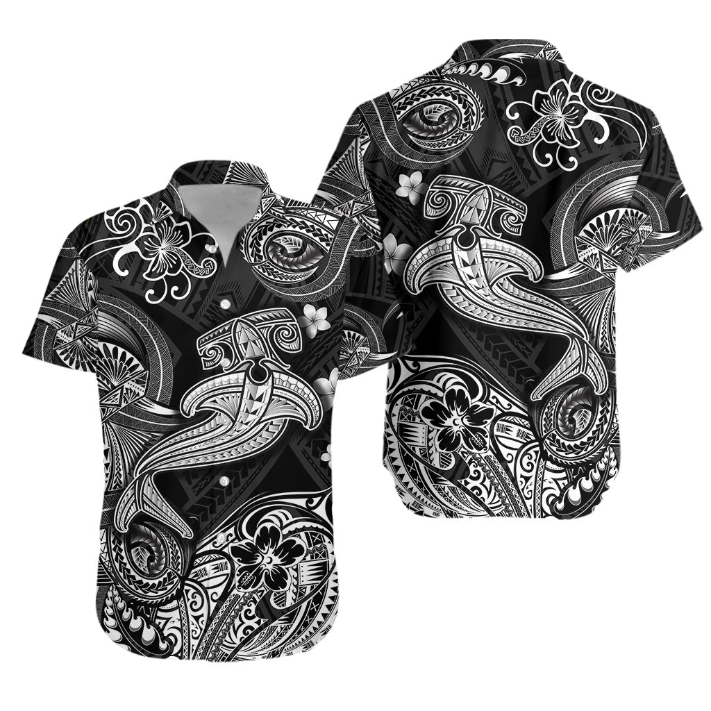 Hawaii Hammer Shark Polynesian Hawaiian Shirt Unique Style - Black