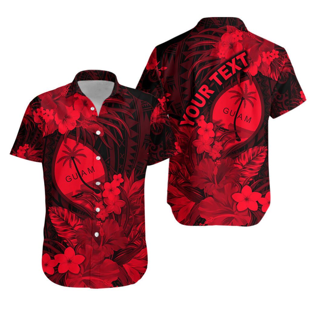 Custom Personalised Guam Polynesian Hawaiian Shirt Tropical Flowers - Red