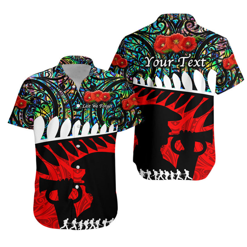 Custom Personalised New Zealand Maori ANZAC Hawaiian Shirt Remembrance Soldier - Paua Shell