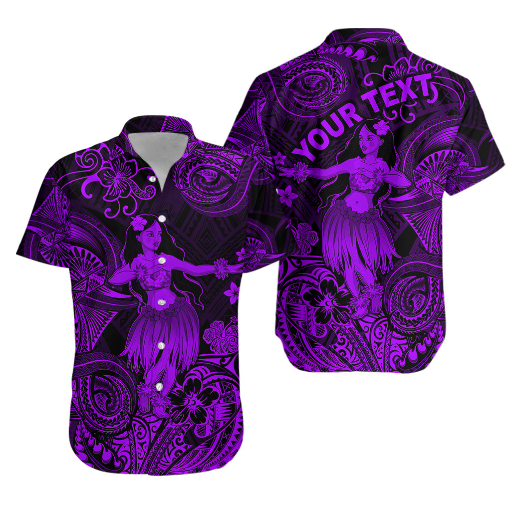 Custom Personalised Hawaii Hula Girl Polynesian Hawaiian Shirt Unique Style - Purple