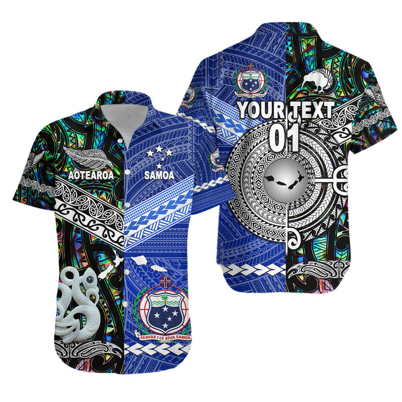 Custom Personalised Samoa And New Zealand Hawaiian Shirt Together - Paua Shell