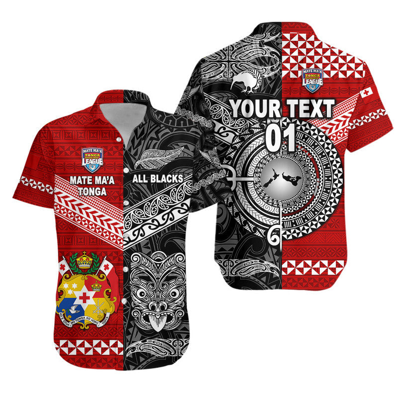 Custom Personalised Mate Ma'a Tonga Ngatu And New Zealand Maori All Black Aboriginal Hawaiian Shirt Rugby Together