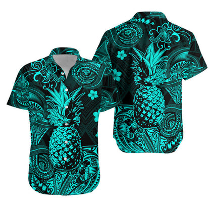 Matching Hawaiian Outfits Hawaii Pineapple Polynesian Combo Dress and Hawaiian Shirt Matching Couples Outfit Unique Style Turquoise