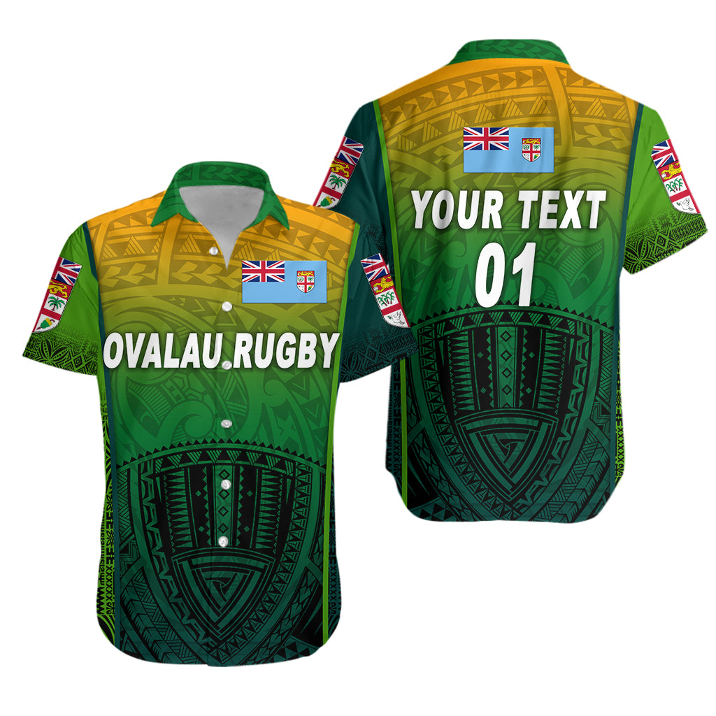Custom Personalised Fiji Ovalau Rugby Hawaiian Shirt Light Green Style, Custom Text And Number