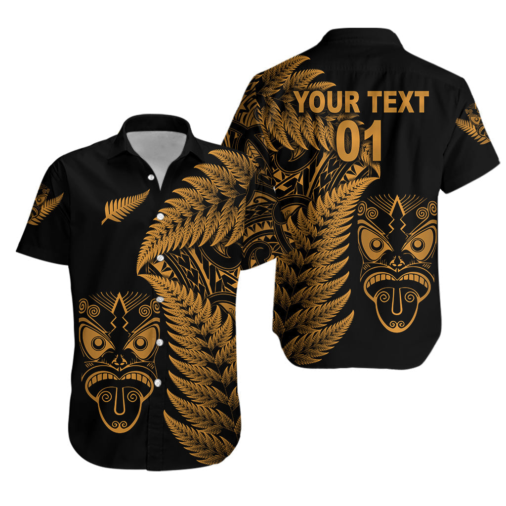 Custom Personalised New Zealand Haka Rugby Maori Hawaiian Shirt Silver Fern Vibes - Gold